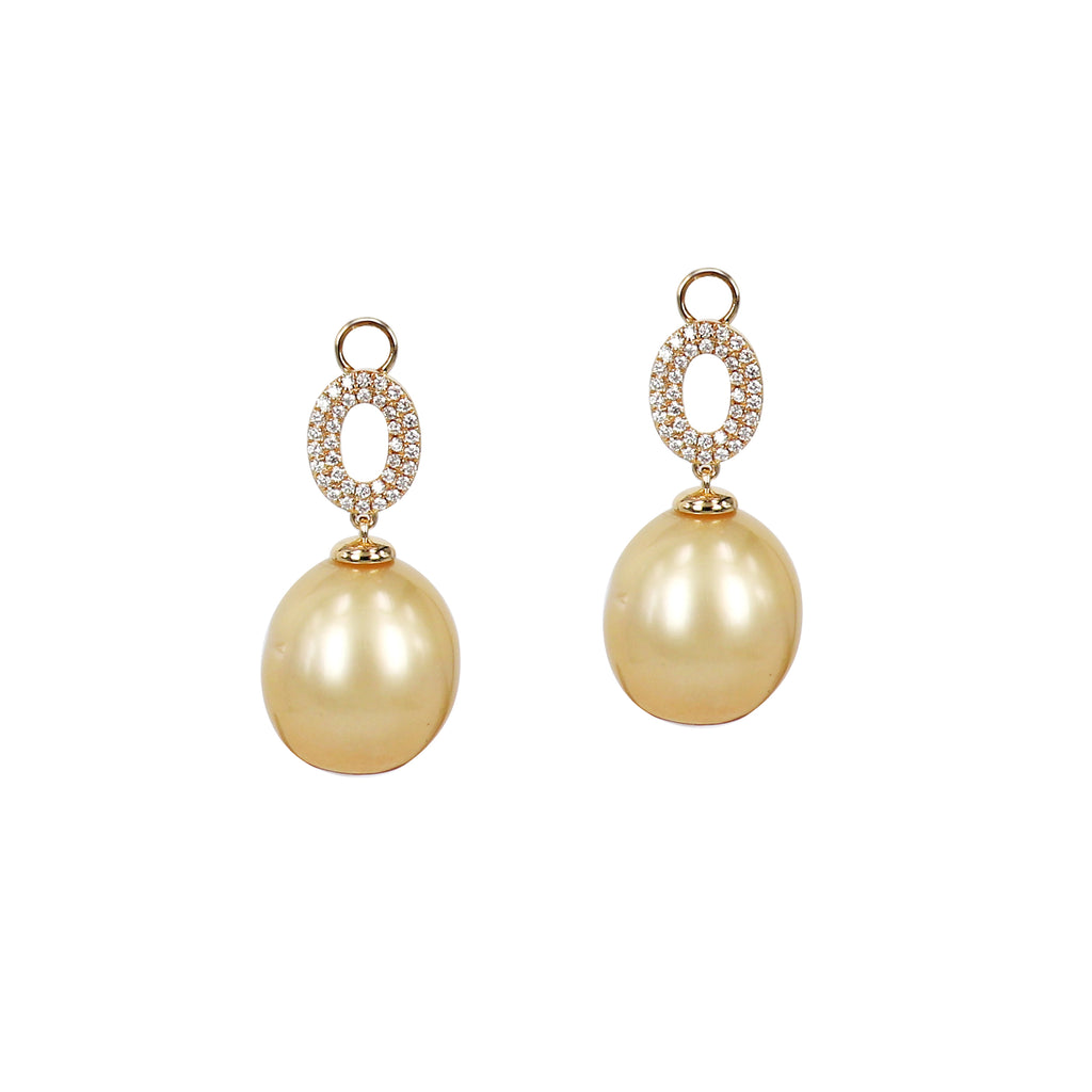 Golden South Sea Pearl and  Diamond Mixology Earrings