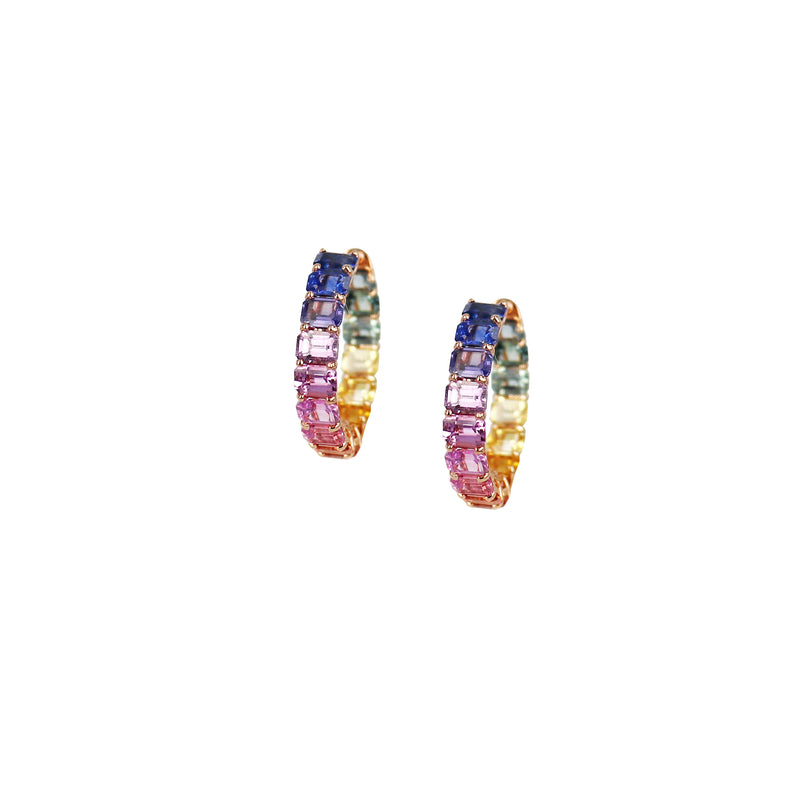 Rainbow Sapphire Earring Hoops