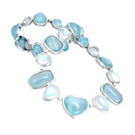 Handmade Aquamarine, Blue moonstone and Diamond necklace