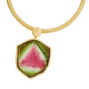 Watermelon Tourmaline slice Diamond Pendant