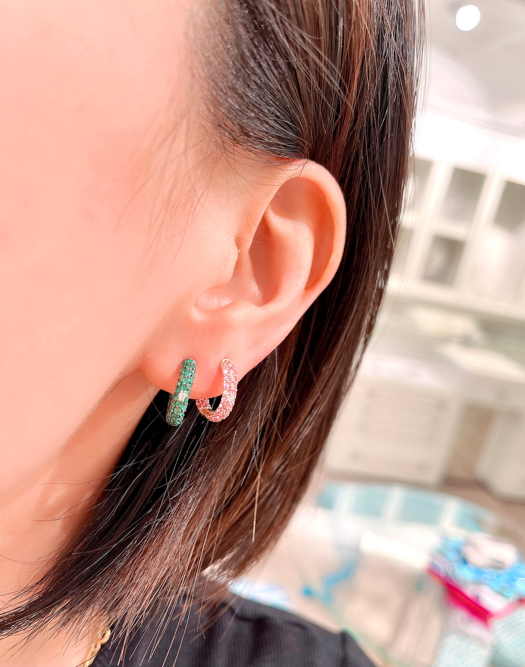 Emerald Mini Earring Hoops